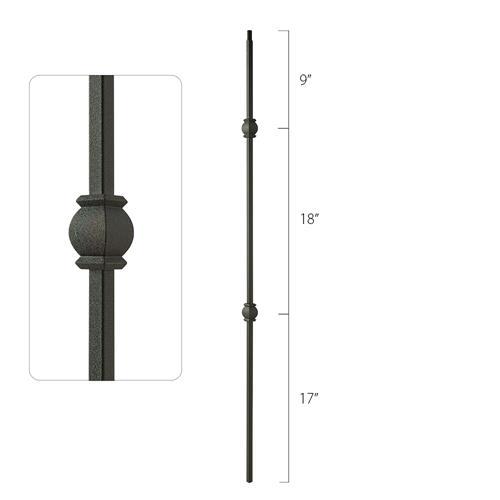 Steel Tube Spindles - 1/2 in. Square Series With Dowel Top - Double Collar